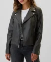 Simple Black Biker Leather Jacket for Women