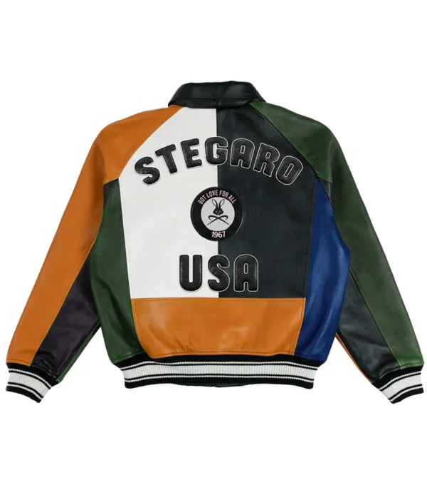 Stegaro Multicolor Varsity Leather Jacket Sale