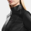 Stylish Black Leather Jacket Closer