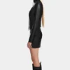 Stylish Black Leather Jacket Side Look