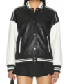 Stylish Black and White Leather Varsity Jacket