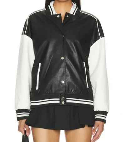 Stylish Black and White Leather Varsity Jacket