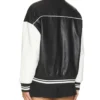 Stylish Black and White Leather Varsity Jacket Back