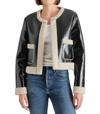 Stylish Open Style Black Leather Jacket