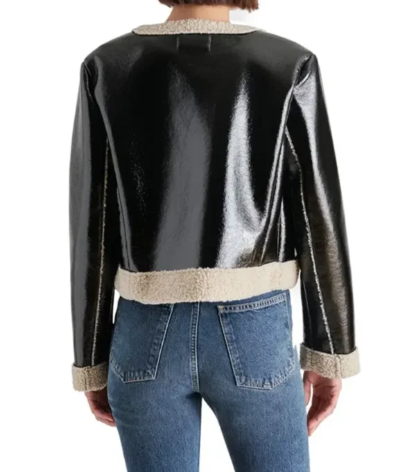 Stylish Open Style Black Leather Jacket Back