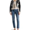Stylish Open Style Black Leather Jacket Front