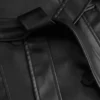 Stylish Women's Black Leather Trench Coat Side Look