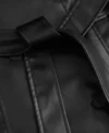 Stylish Women's Black Leather Trench Coat Side Look
