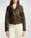 Vintage Brown Leather Biker Jacket