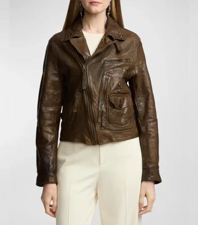 Vintage Brown Leather Biker Jacket