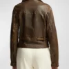 Vintage Brown Leather Biker Jacket Back