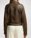 Vintage Brown Leather Biker Jacket Back