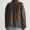 Vintage Distressed Leather Biker Jacket for Women Back