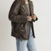 Vintage Distressed Leather Biker Jacket for Women Side Look