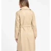 Women Beige Leather Trench Coat Classic Style Back