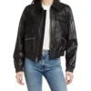Women Black Bomber Biker Leather Jacket
