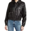 Women Black Bomber Biker Leather Jacket on Sale