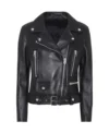 Women Black Leather Biker Jacket