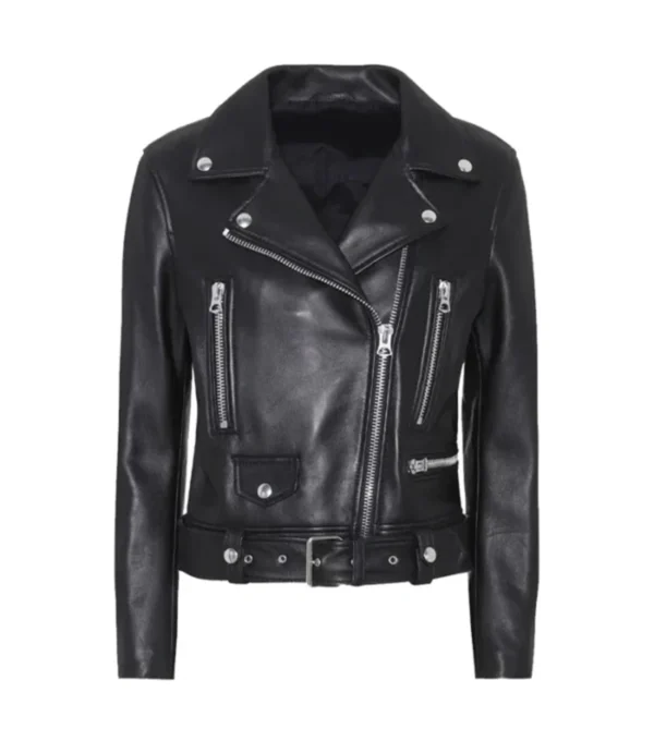 Women Black Leather Biker Jacket