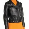 Women Black Leather Biker Jacket on Sale