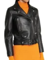 Women Black Leather Biker Jacket on Sale