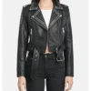 Women Black Studded Biker Leather Jacket