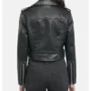 Women Black Studded Biker Leather Jacket Back