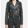 Women Black Studded Biker Leather Jacket on Sale