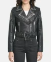 Women Black Studded Biker Leather Jacket on Sale