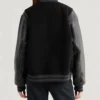 Women Black and Grey Varsity Wool Jacket Back