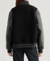 Women Black and Grey Varsity Wool Jacket Back