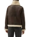Women Brown Leather B3 Aviator Jacket Back