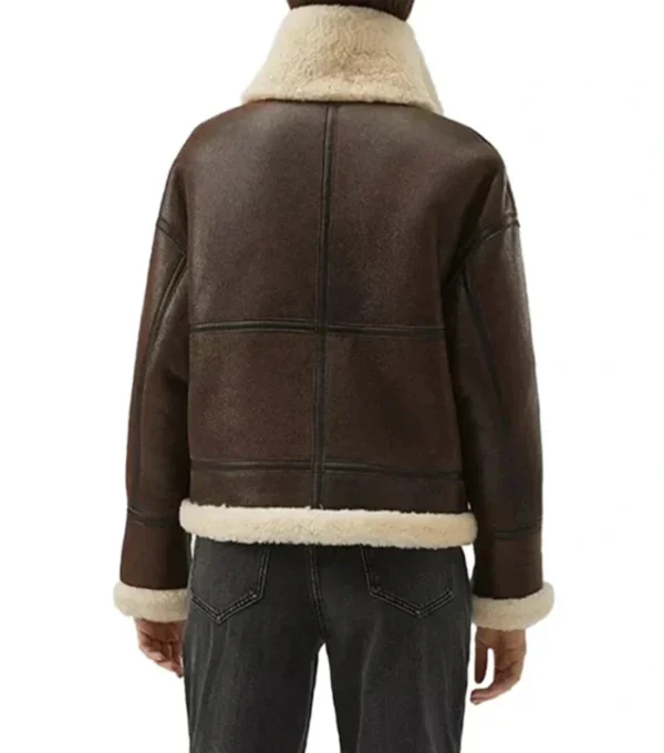 Women Brown Leather B3 Aviator Jacket Back