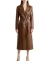 Women Brown Leather Trench Coat Classic Style