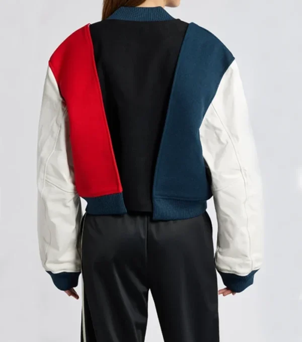 Women Color Block Varsity Jacket Back
