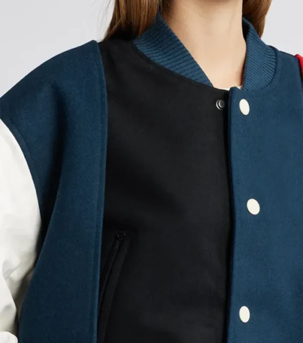 Women Color Block Varsity Jacket Closer