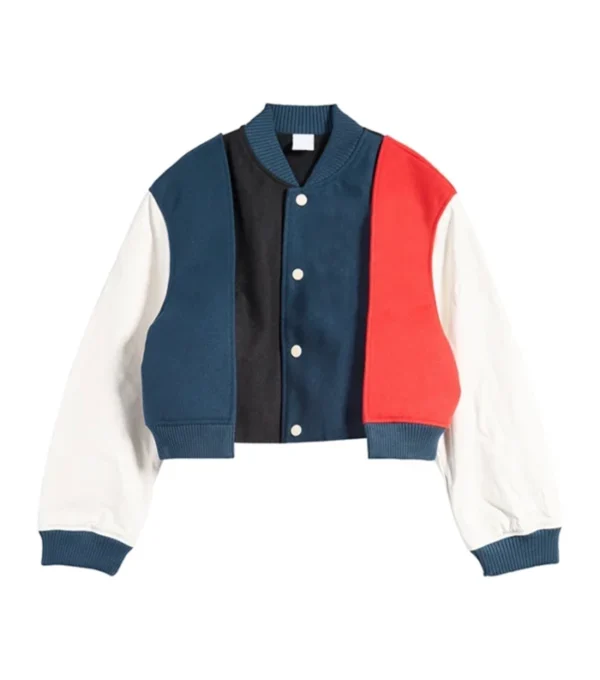 Women Color Block Varsity Jacket Front