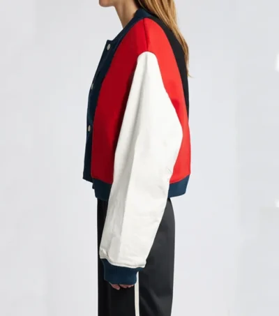 Women Color Block Varsity Jacket Side Look