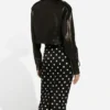 Women Cropped Belted Moto Leather Jacket Back