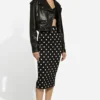 Women Cropped Belted Moto Leather Jacket Front