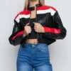 Women Cropped Cafe Racer Leather Jacket