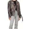 Women Distressed Biker Style Leather Jacket on Sale