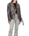 Women Distressed Biker Style Leather Jacket on Sale