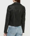 Women Quilted black leather jacket Backs