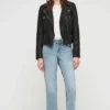 Women Quilted black leather jacket on Sale