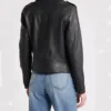 Women Slim Fit Black Biker Jacket in Leather Back