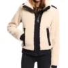 Women White Zip-Up Shearling Jacket