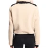 Women White Zip-Up Shearling Jacket Back
