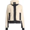 Women White Zip-Up Shearling Jacket Front