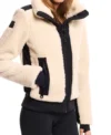 Women White Zip-Up Shearling Jacket Side Look